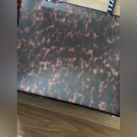 Vintage Stuart Weitzman Structured Tortoise Print Tote Handbag - Picture 8 of 9